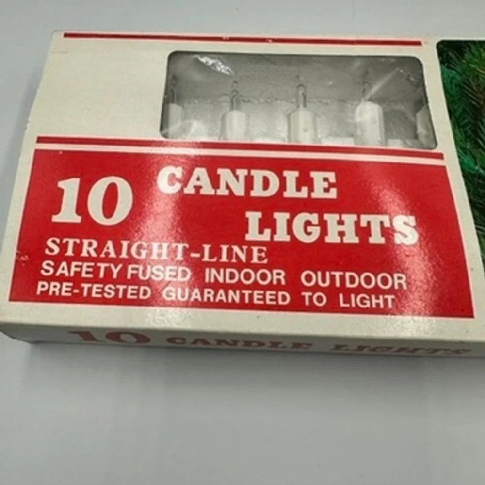 Vintage 10 Candle Lights Straight-Line Indoor Outdoor Christmas Tree Decor White